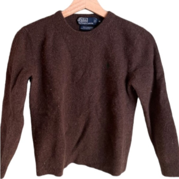 Polo Ralph Lauren Sweaters - Polo by Ralph Lauren Vtg 100% lambs wool Sz XL brown pullover sweater Y2K